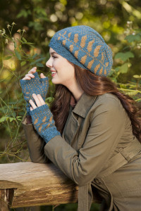 Wraparound Leaves Beret and Mitts