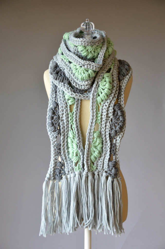 DBS Gray and Green Scarf wrapped blog