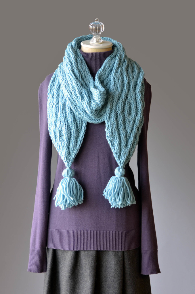 Deluxe Bulky Superwash Tassel Scarf wrapped blog