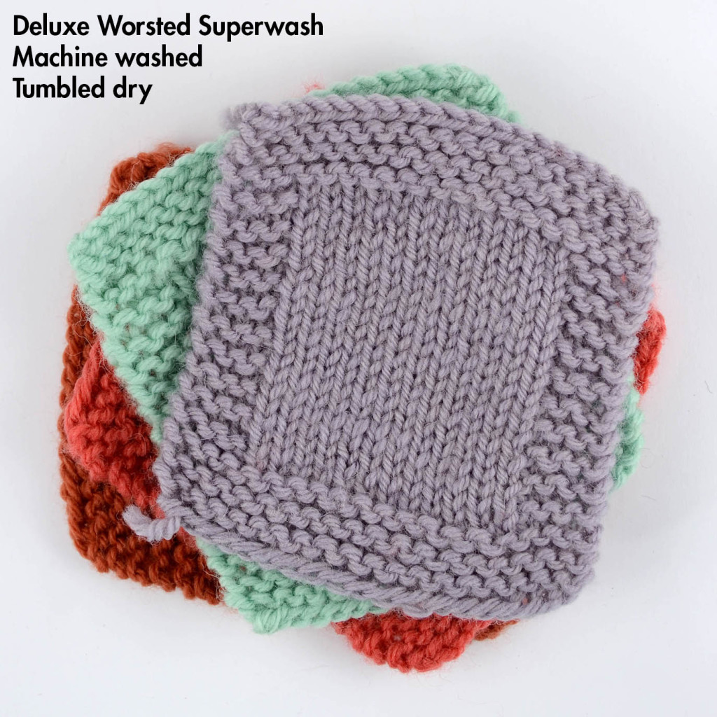 Deluxe Worsted Superwash washed swatches blog
