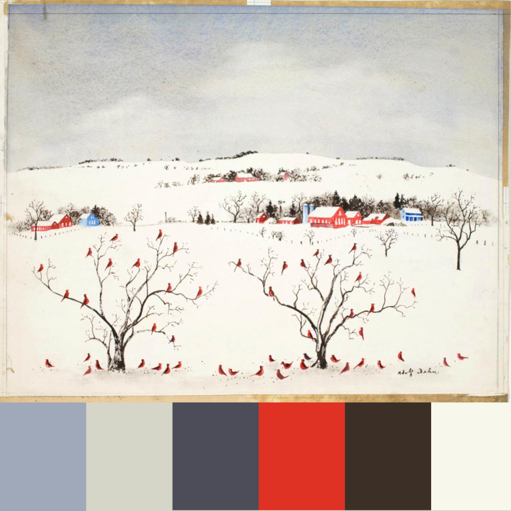 Red Birds in Snow 1959 composite