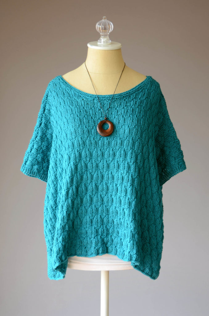 Easy knit rectangle poncho pattern in DK cotton yarn