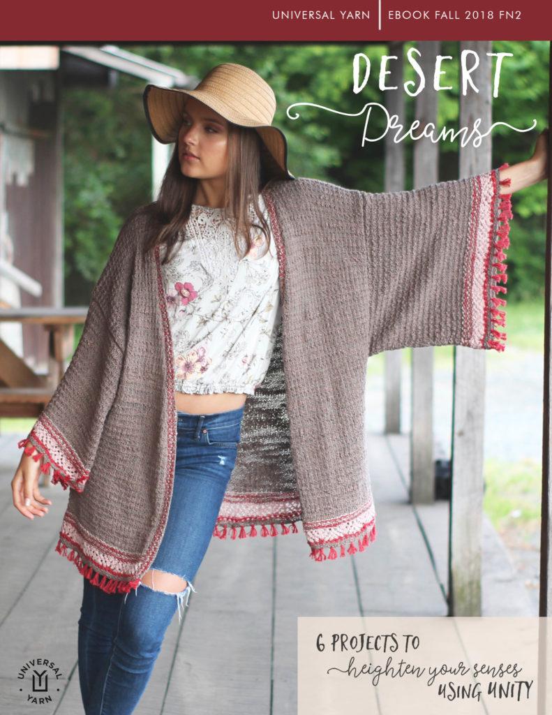 Cover of Desert Dreams e-book showing a woman in a floppy straw hat and knitted wide-sleeved kimono