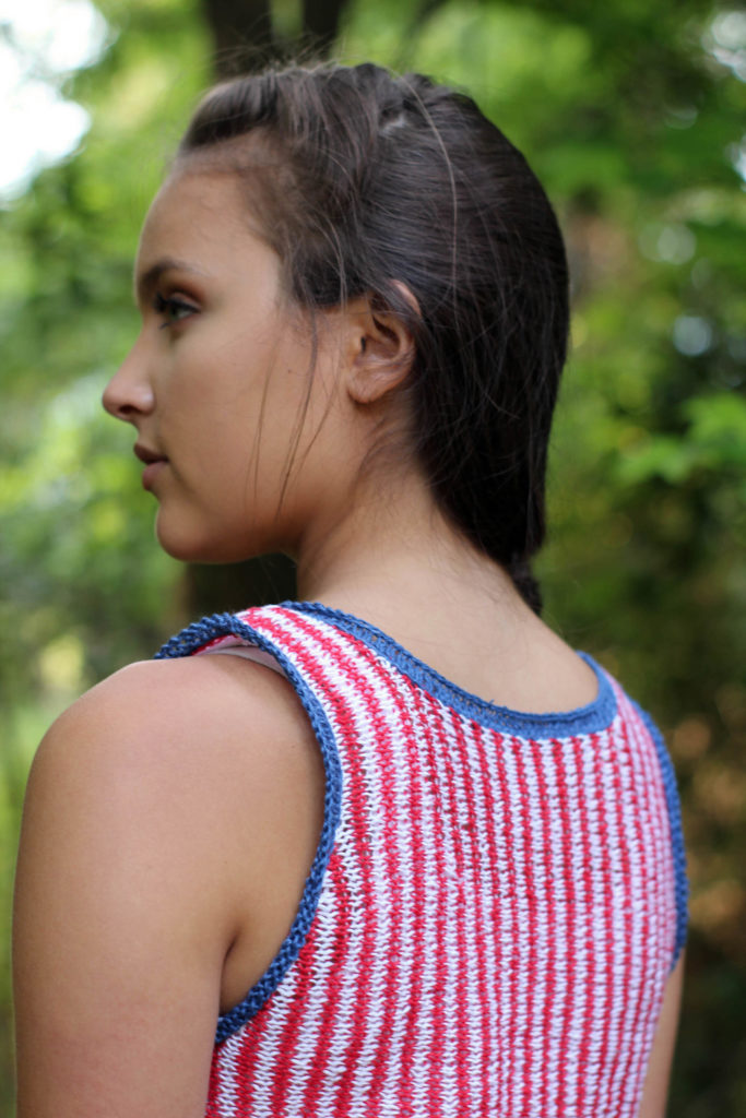 Independence Day tank made in Flax, worn by young woman