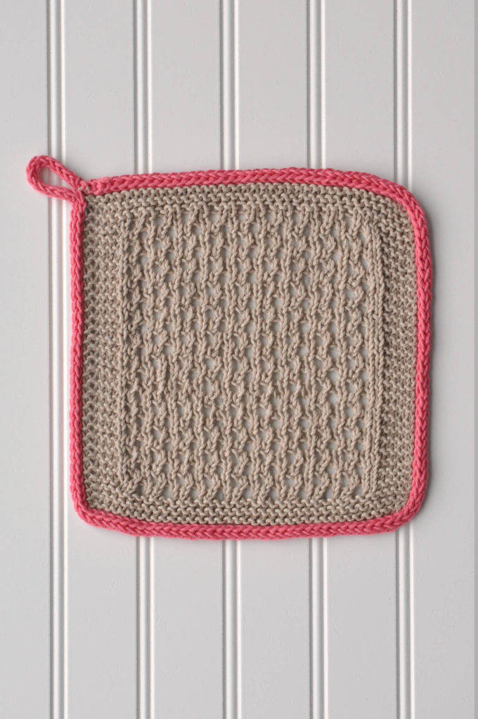 tan lace washcloth knit in Cottonwood yarn