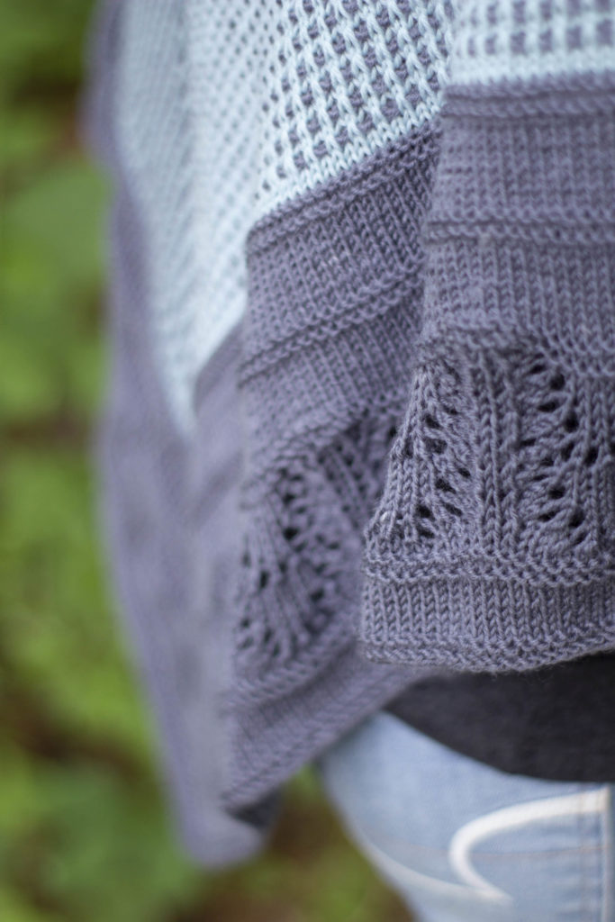 Lace border of knitted Blue Oak shawl