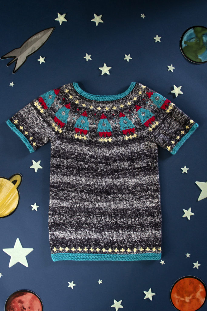 A children's yoke sweater in Cotton Supreme DK and Cotton Supreme DK Seaspray