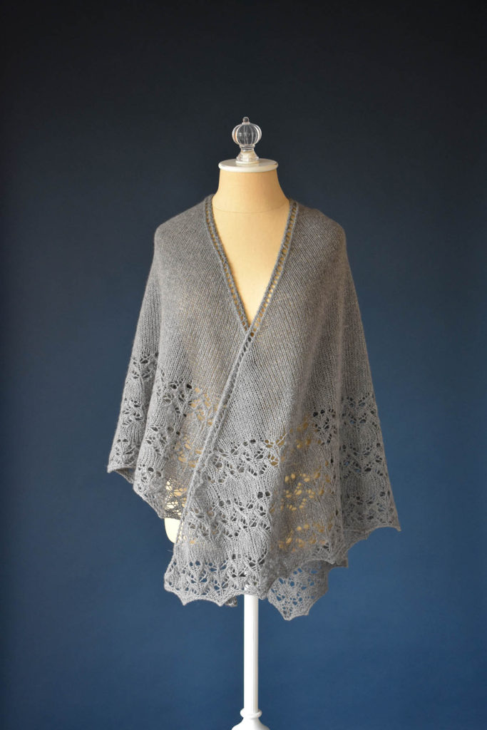 image of gray lace shawl knit in Cashmere Lusso