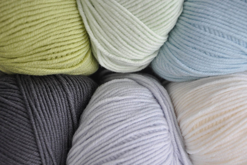 Closeup of Dona yarn balls.