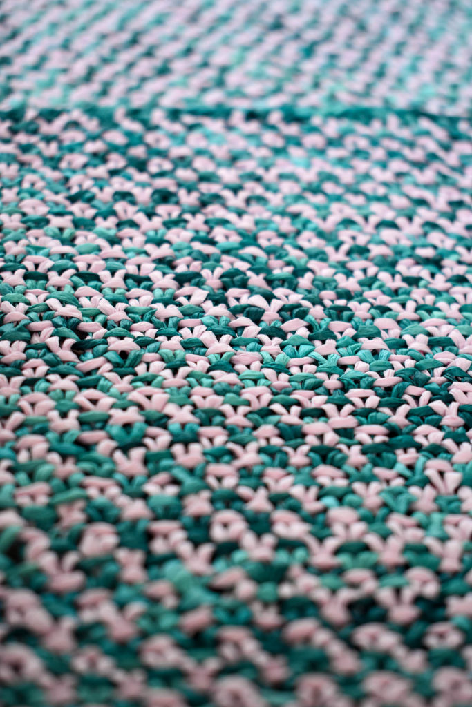 Closeup of knitted raffia fabric