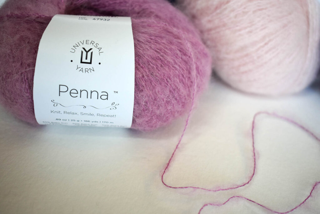 Closeup of ball of Penna yarn