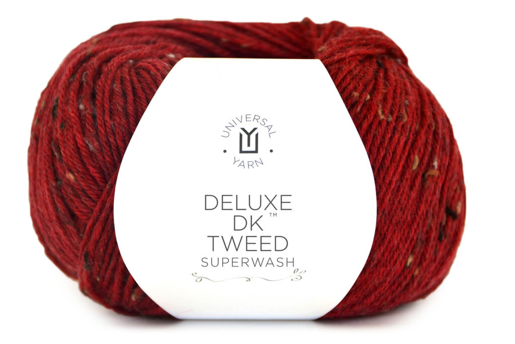 Ball of red Deluxe DK Tweed Superwash yarn