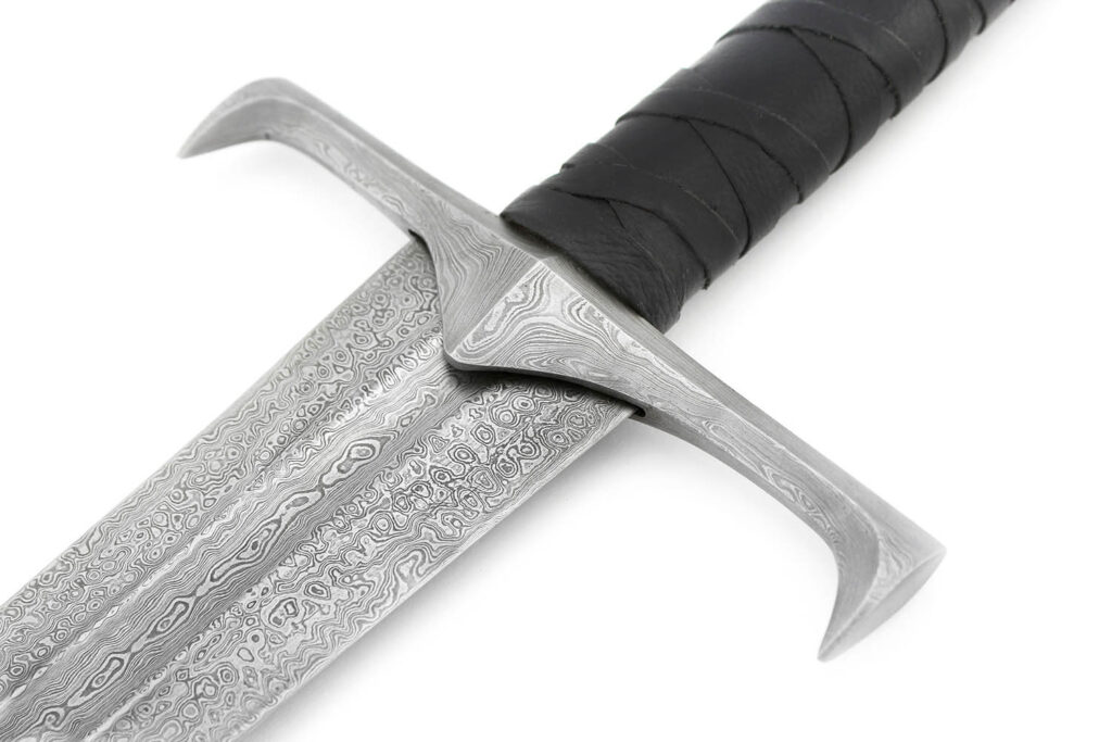 Closeup of Damascus steel sword blade