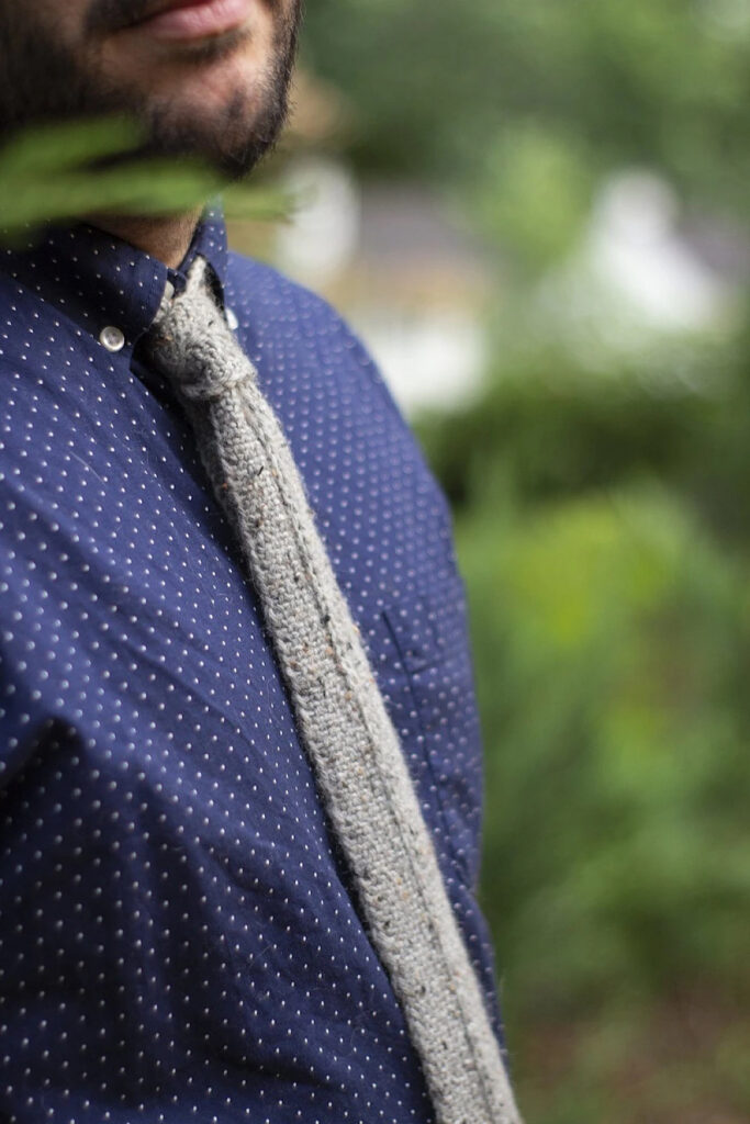 close-up image of knitted tie