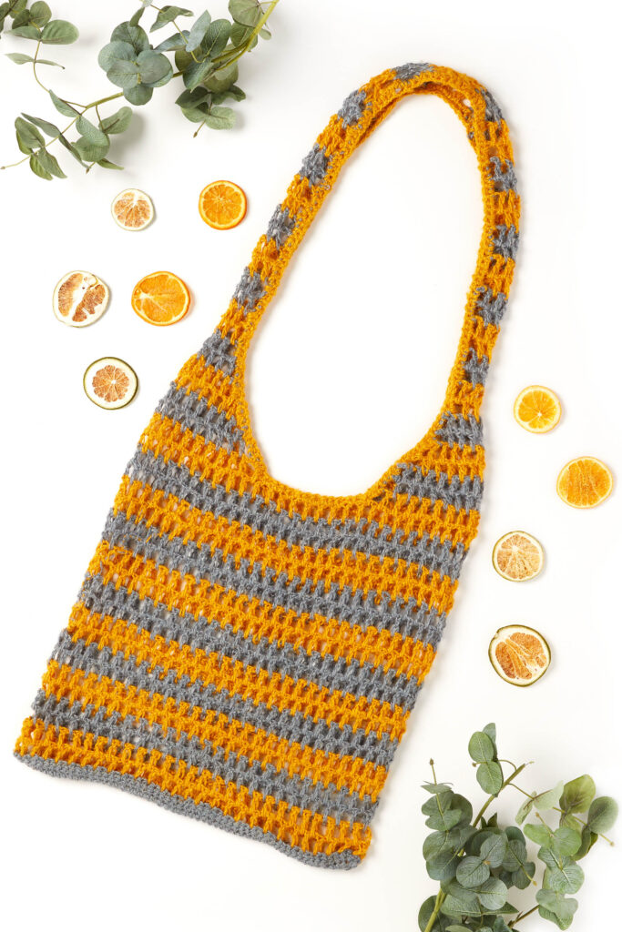 Crocheted striped market bag