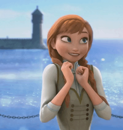 Teenage girl Anna from the movie Frozen squealing in excitement