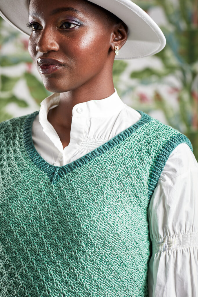 Woman wearing textured Tincture vest 