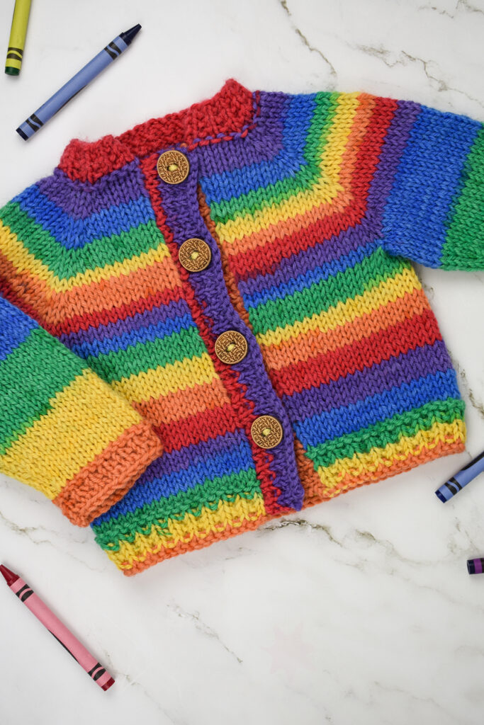 Image of Art Class Cardigan knitted in Deluxe Stripes