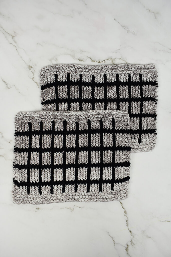 Two washcloths knitted in Clean Cotton yarn