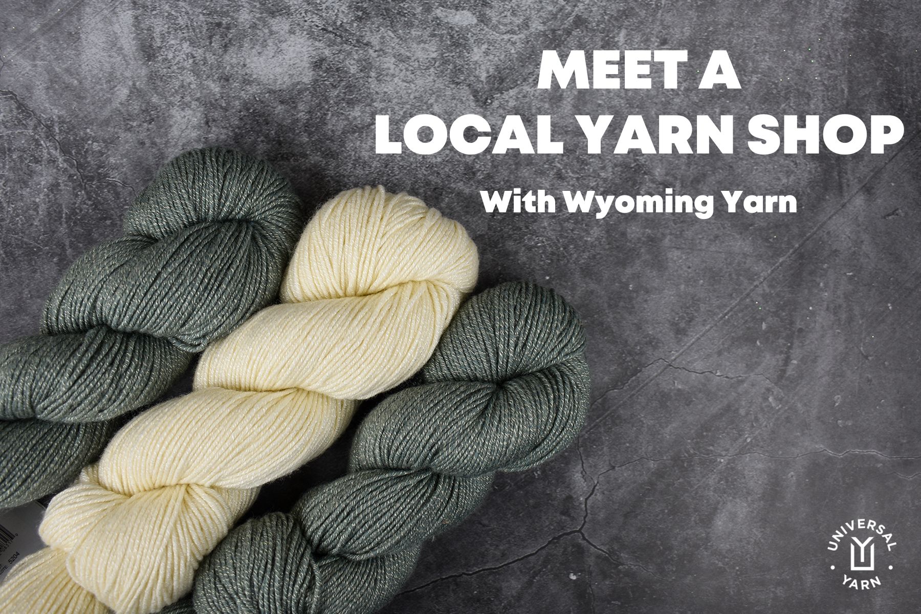 Meet a Local Yarn Shop with Wyoming Yarn - three hanks of Wool Pop with a black marble background
