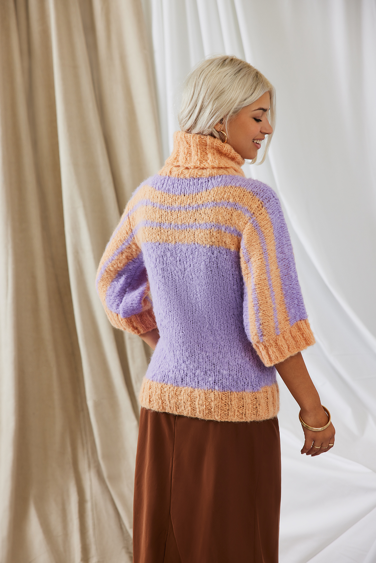 Girls Short Raglan Sleeve Intarsia Pumpkin Knit Sweater Dress - Lil'  Pumpkin